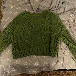 green cropped sweater